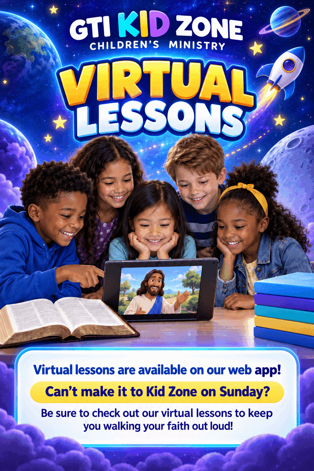 GTI Kid Zone virtual lessons are available on our web app